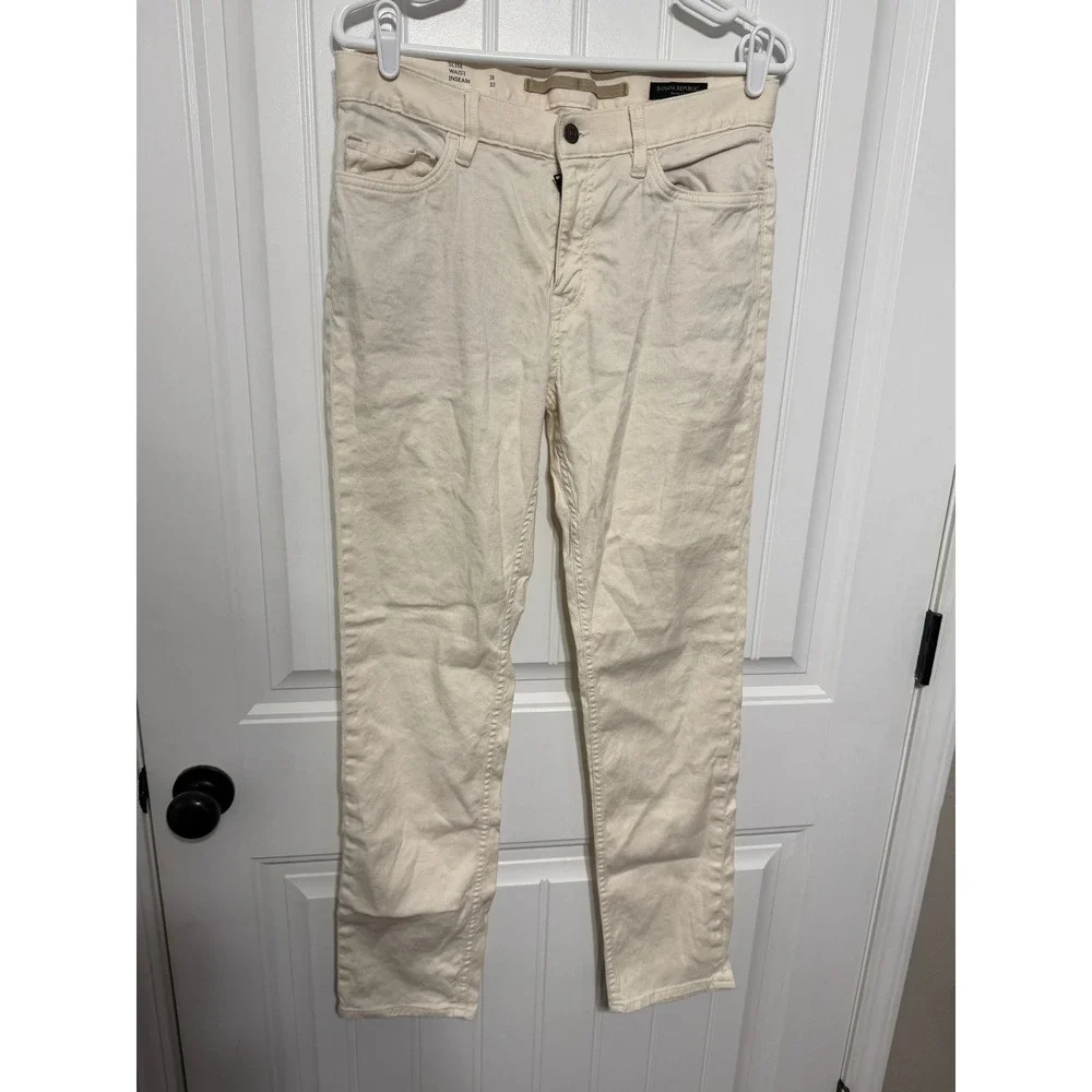 Banana Republic Pants Mens 31x32 Traveler Slim Off-White Cream Denim EUC